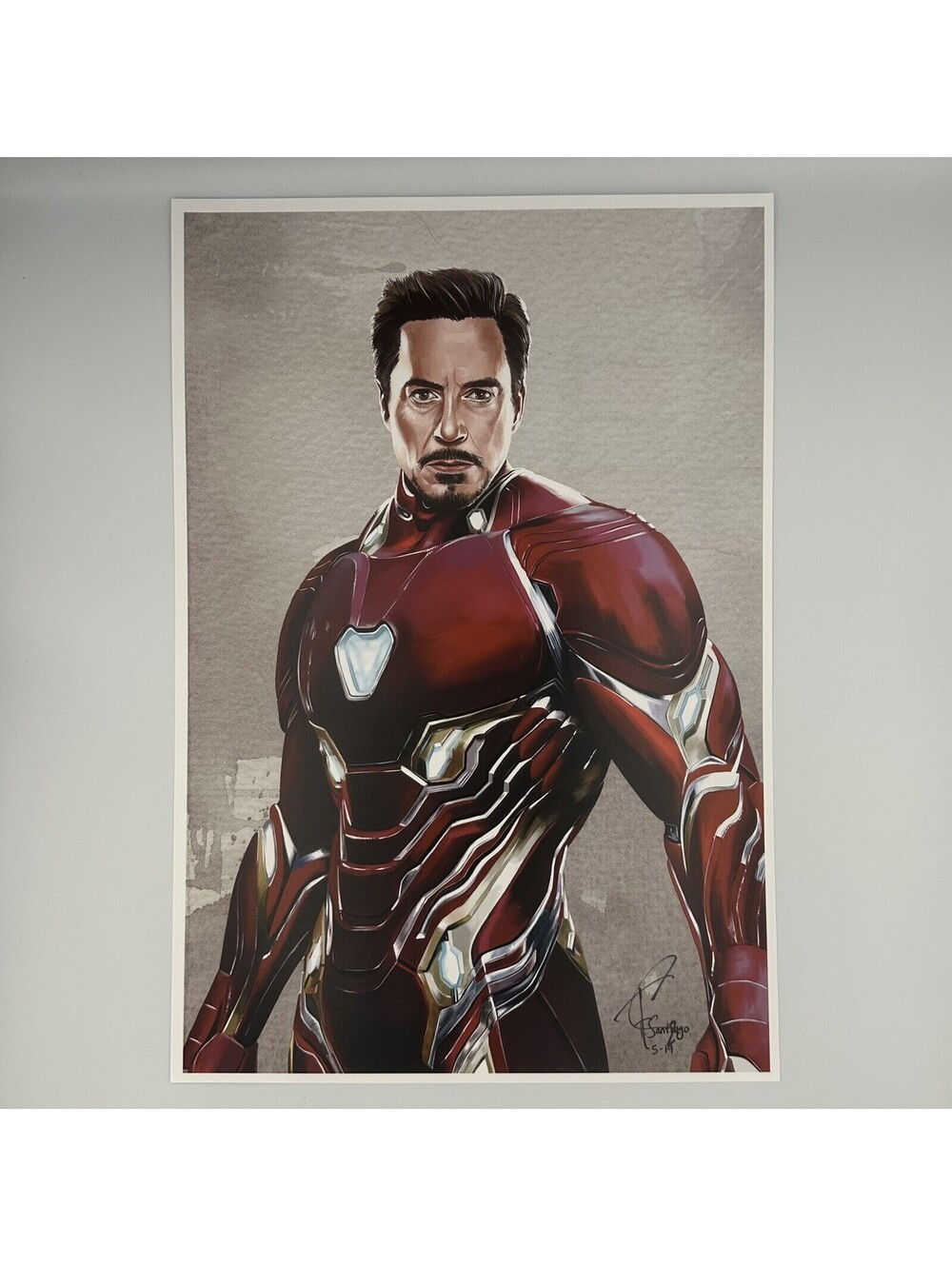 Iron Man 13x19 Lithograph Signed by Tony Santiago Pristine COA Marvel Comics